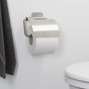 Tiger Toilettenpapierhalter Colar aus gebürstetem Edelstahl mit Deckel.