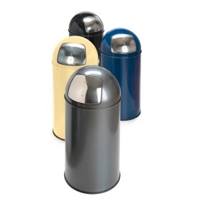 PROREGAL Mülleimer mit Pushdeckel, 40 Liter, Metall, in verschiedenen Farben.