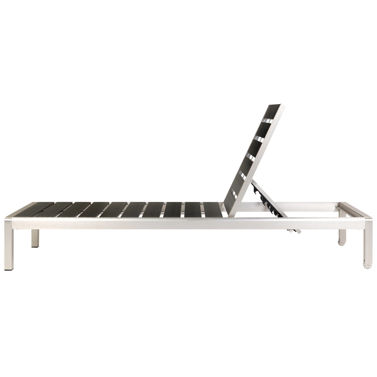 Beliani Gartenliege, schwarz-silber, mit verstellbarer Rückenlehne. Ideal für entspannte Stunden im Garten.