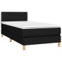 Schwarzes vidaXL Boxspringbett (90x200 cm) mit Matratze und Kopfteil.