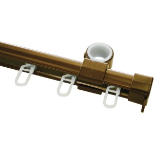 Gardinia U-Laufschiene in Bronze, 150 cm, mit Rollringen und Halterungen für Stilgarnituren.