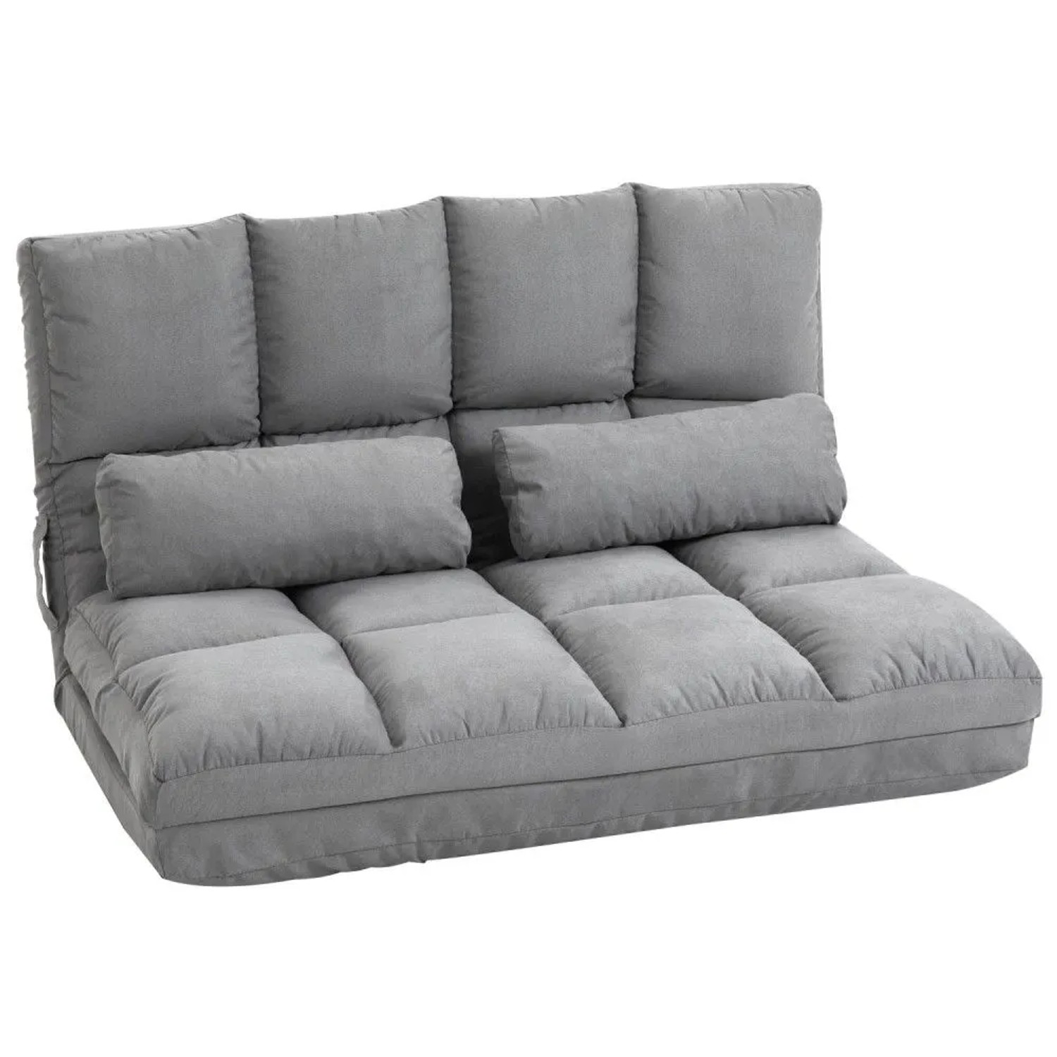 HOMCOM Relaxsessel Bodenstuhl Bodensessel mit Liegefunktion VerstellbarerRückenlehne (Klappbett, 1-St., 2-in-1 Bodensessel), für Schlafzimmer, Wohnzimmer, Grau