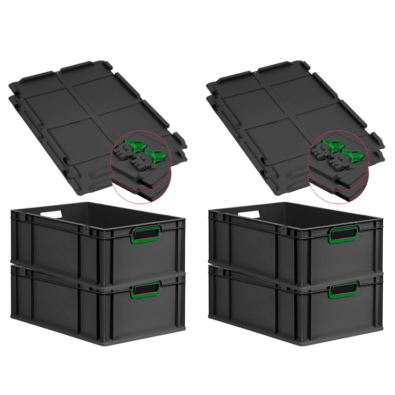 PROREGAL SuperSparSet 4x Eurobox Nextgen Color Mit Scharnierdeckel HxBxT 22 günstig online kaufen