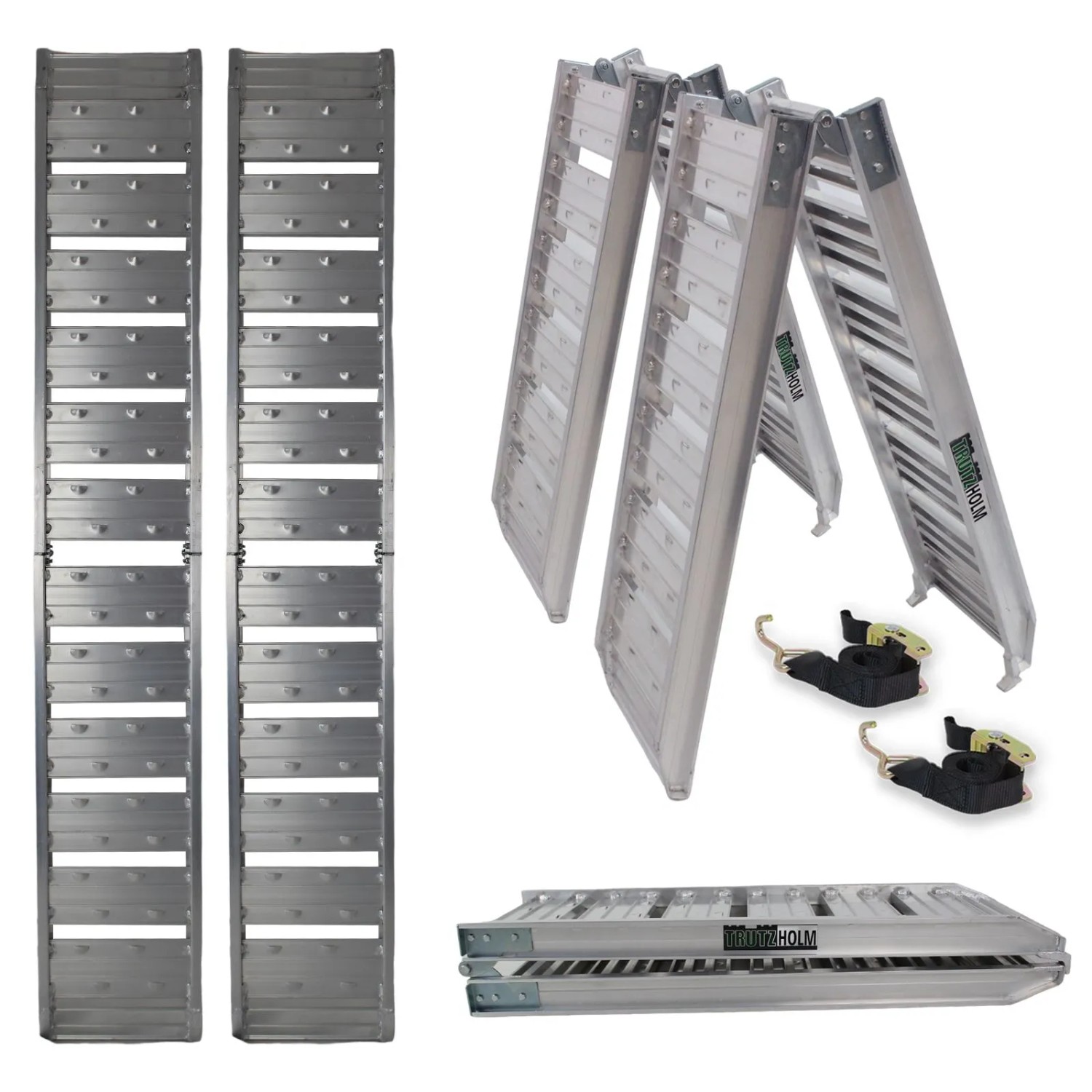 TRUTZHOLM 2x Auffahrrampe Klappbar 180 cm Traglast 400 kg Grau