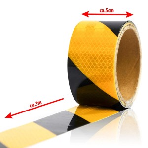 eyepower Reflektor Warnklebeband, schwarz-gelb, 5x300cm, selbstklebend.