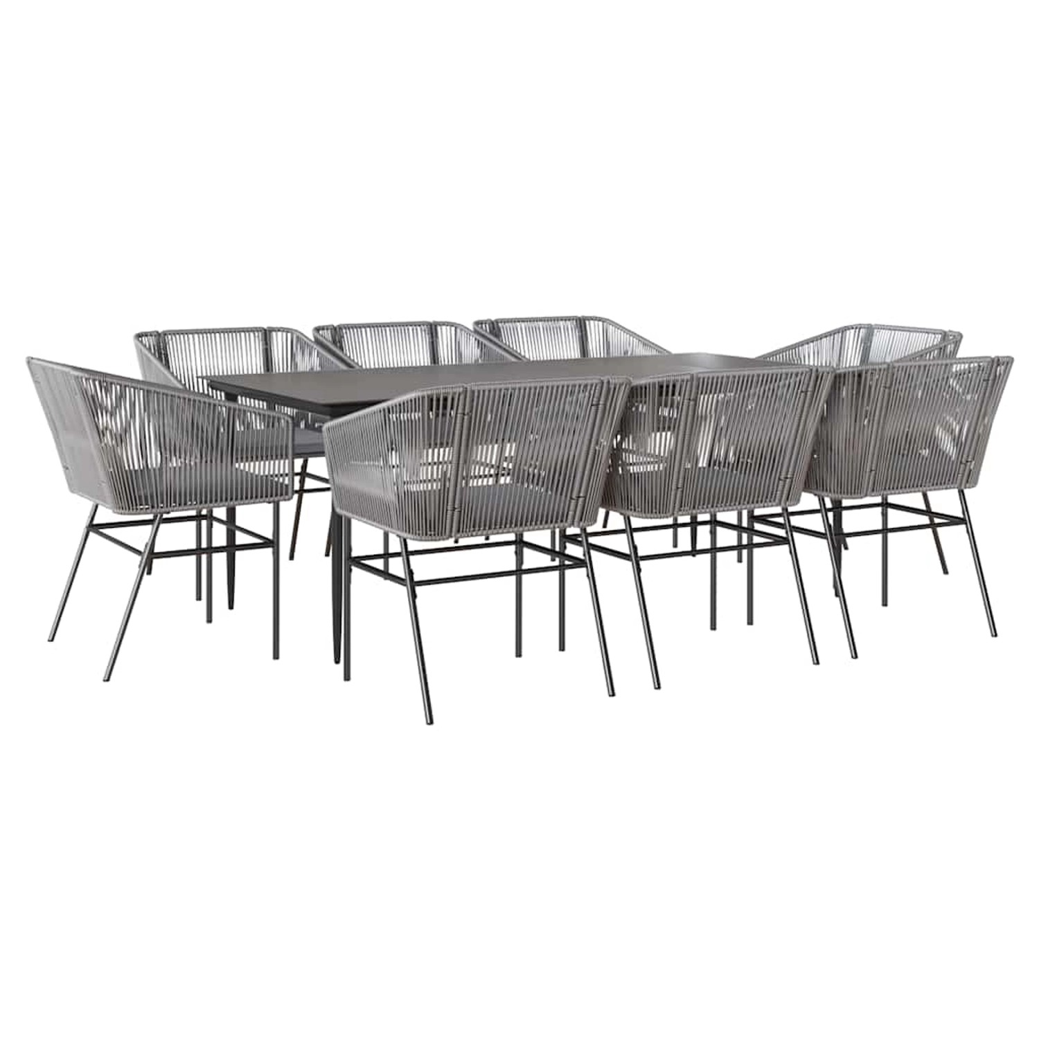vidaXL 9-Tlg Garten-Essgruppe mit Kissen Grau Poly Rattan Glas 3334533 günstig online kaufen