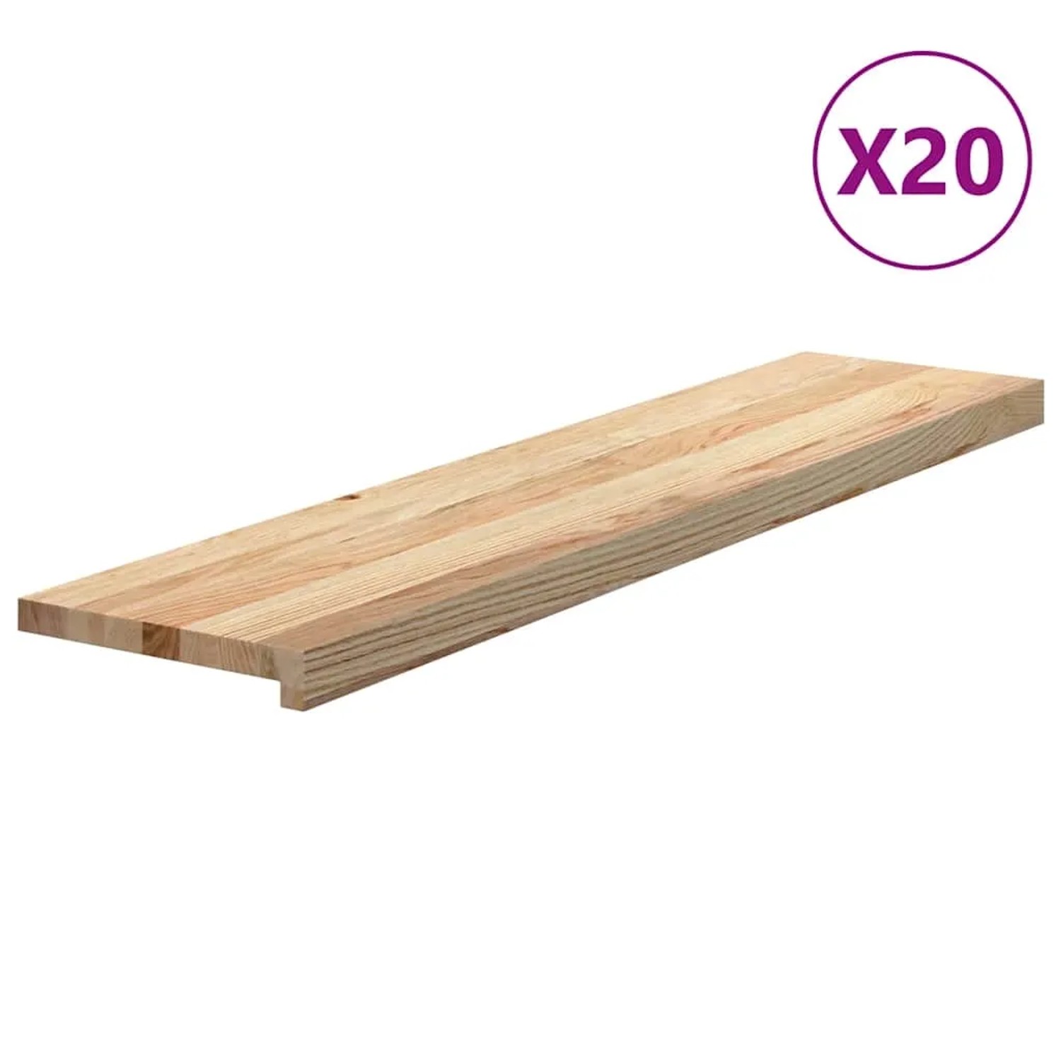 vidaXL Treppenstufen 20 Stk Unbehandelt 110x25x2 cm Massivholz Eiche 3282945_3