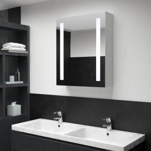 vidaXL LED-Spiegelschrank, 50x13x70 cm, weiß/silber, mit LED-Leuchten im Badezimmer.