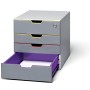 Durable Schubladenbox A4 Varicolor Safe mit 4 Fächern (gelb, orange, rot, lila) und Schloss.