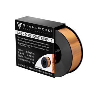 STAHLWERK Schweißdraht 0,8mm, 1kg Rolle für MIG/MAG Schweißgeräte. Zubehör für Stahlarbeiten.
