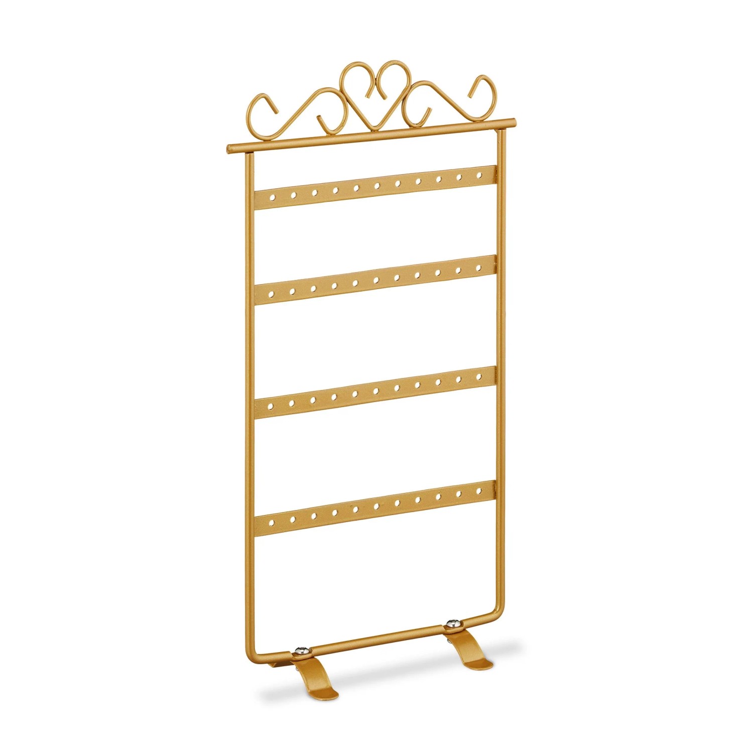 Relaxdays Ohrringhalter Eisen Gold 4 Etagen 44 Steckplätze 30,5 cm x 16,5 cm x 6,5 cm