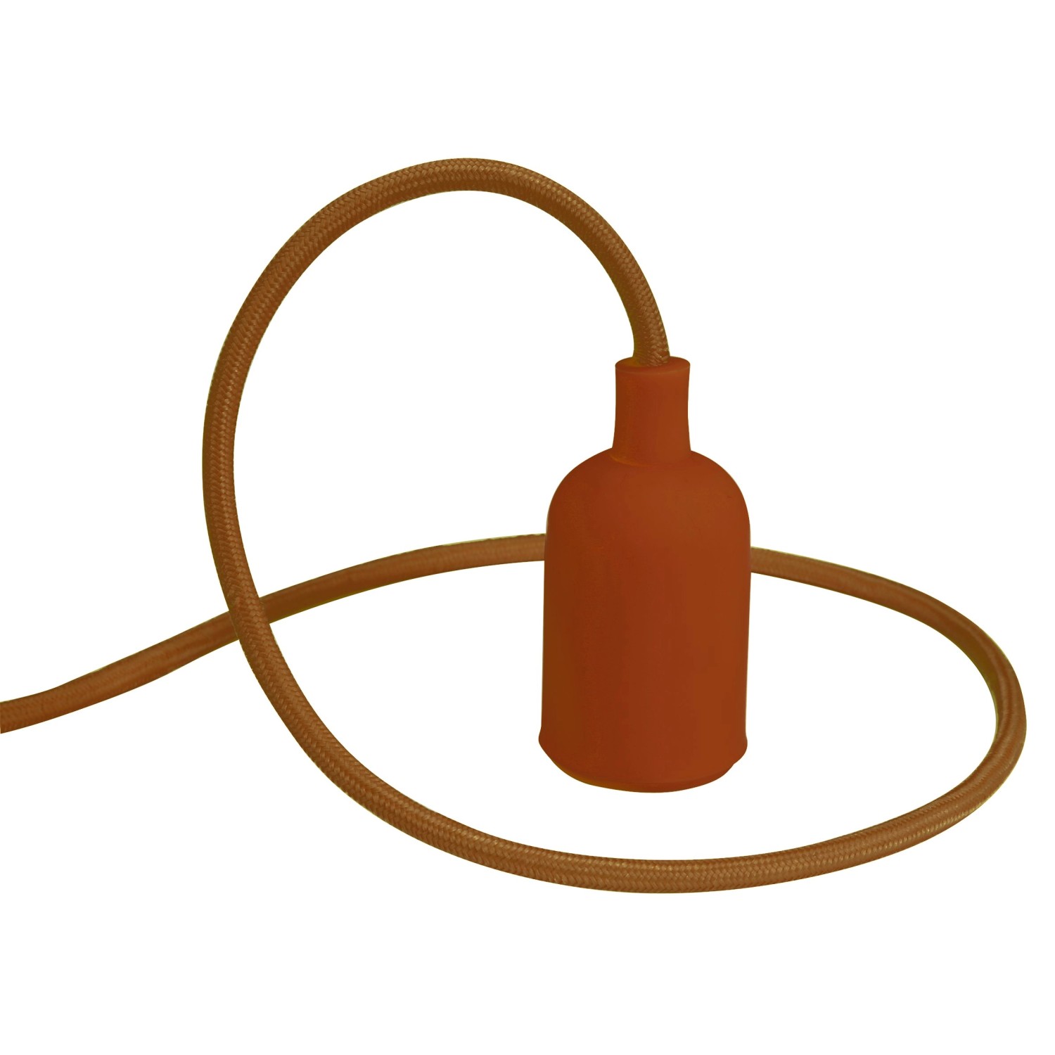 Braunes Lampen-Textilkabel mit Fassung (1,4 m) für DIY-Lampen im Retro-Look.