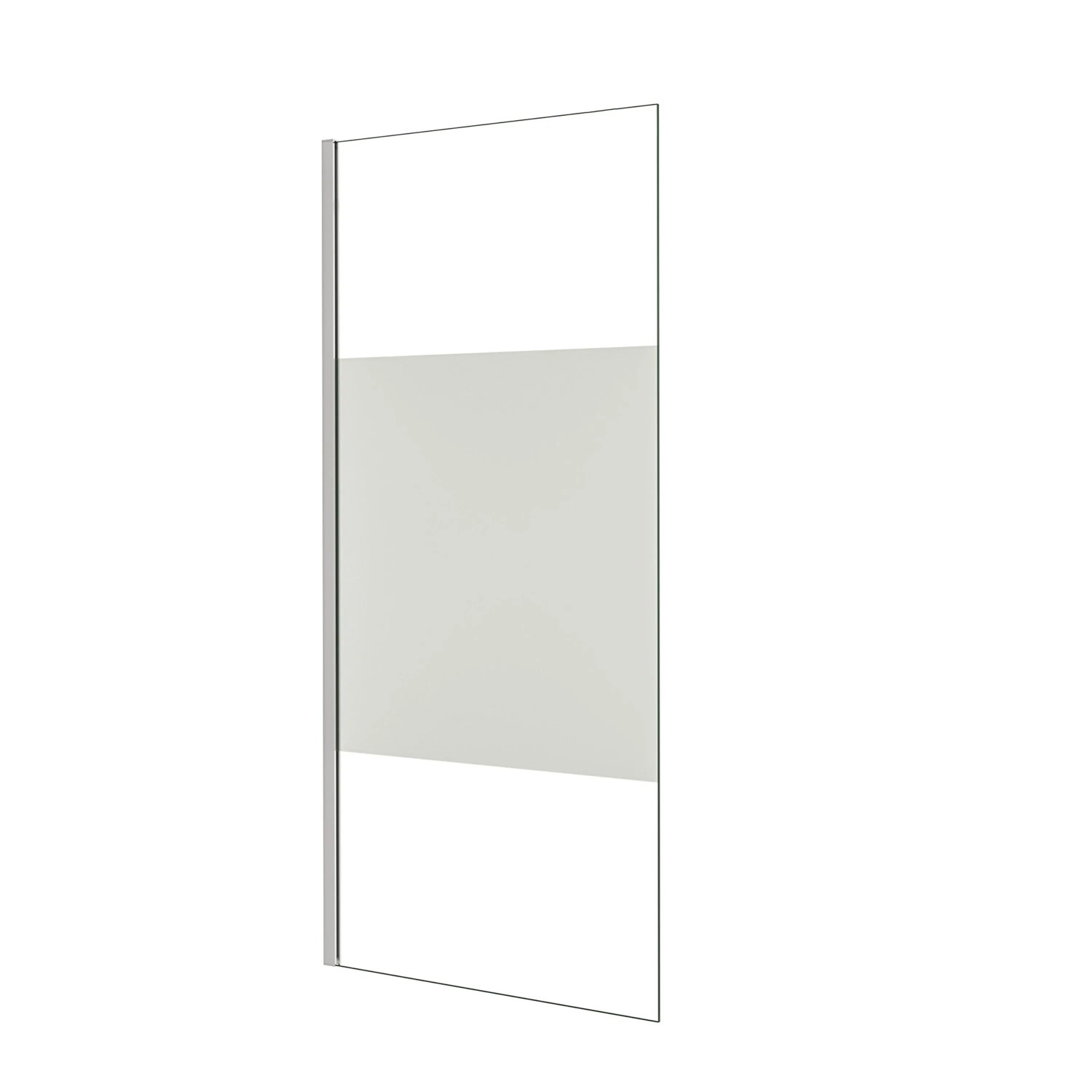 AICA Walk‑in Duschwand Chrom B.90 x H.200cm Milchglasstreifen Duschabtrennung 10mm Nano ESG-Glas Duschkabinen