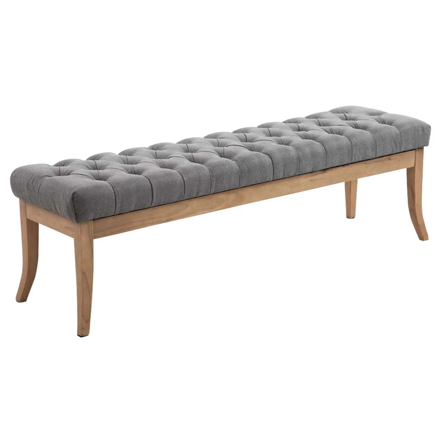 DELUKE Sitzbank CANNES Stoff Grau 150x38x46cm Hellbraun Sitzbank Flur Sitzhocker Esszimmerbank Polsterbank Schlafzimmer