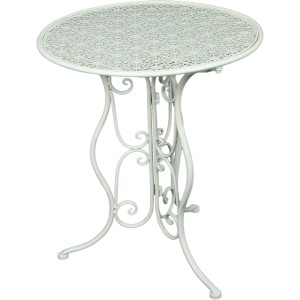 Runder, weißer Gartentisch Lascar von Garden Pleasure, Ø 60 cm, mit filigranem Stahlgestell.