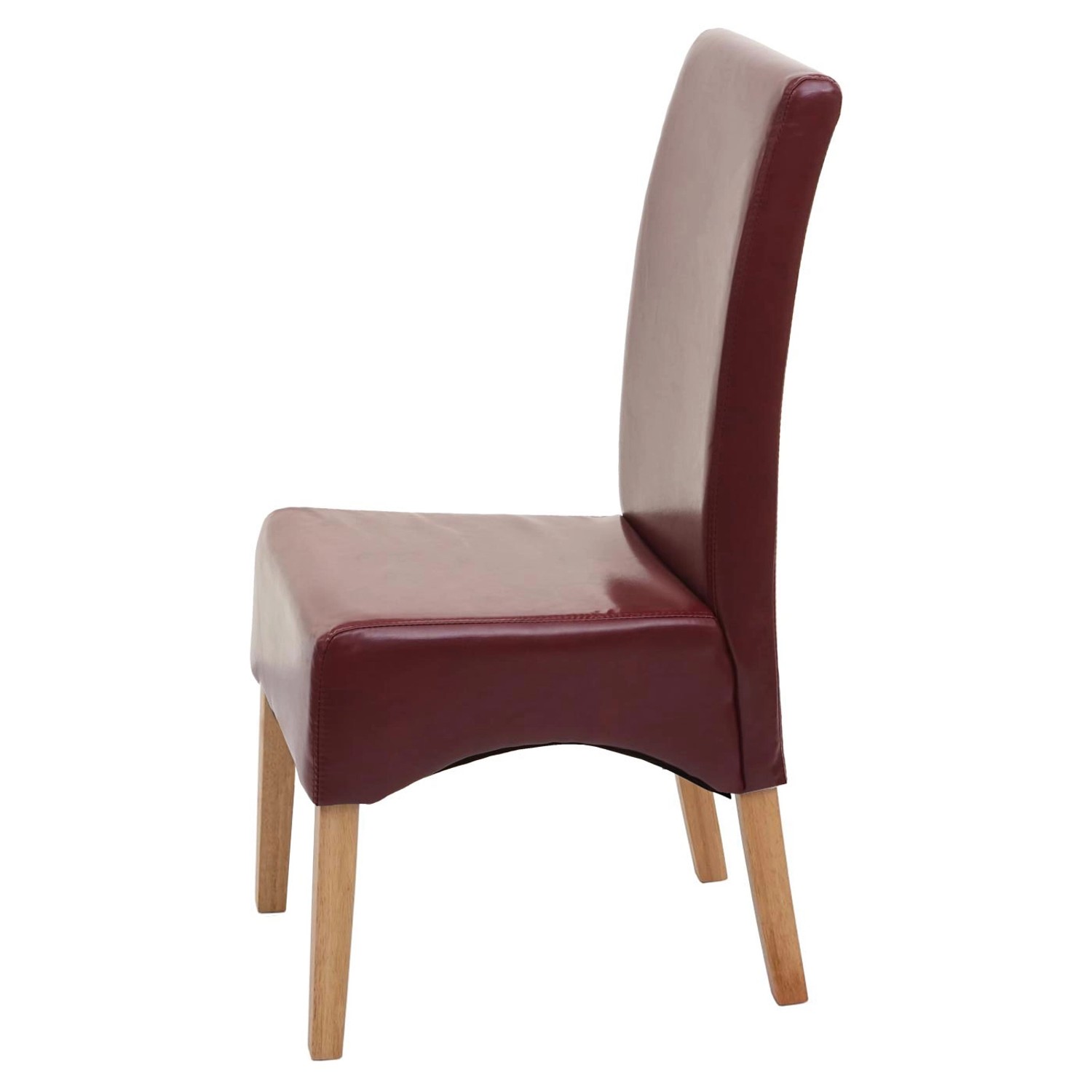 MCW Esszimmerstuhl Crotone, rot mit hellen Holzbeinen, Seitenansicht.