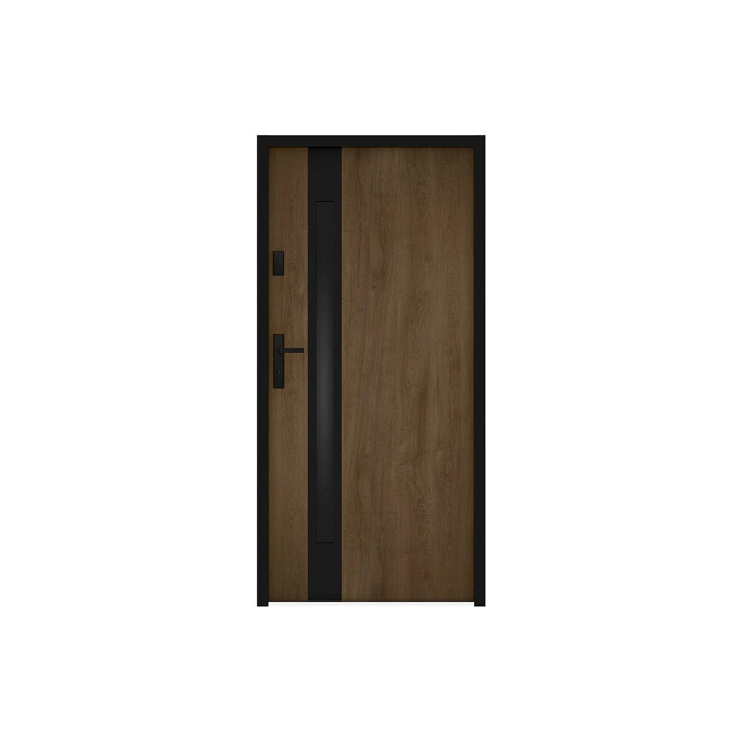 Vente-unique Haustür Braga Schwarz  Naturfarben Dunkel 95 cm