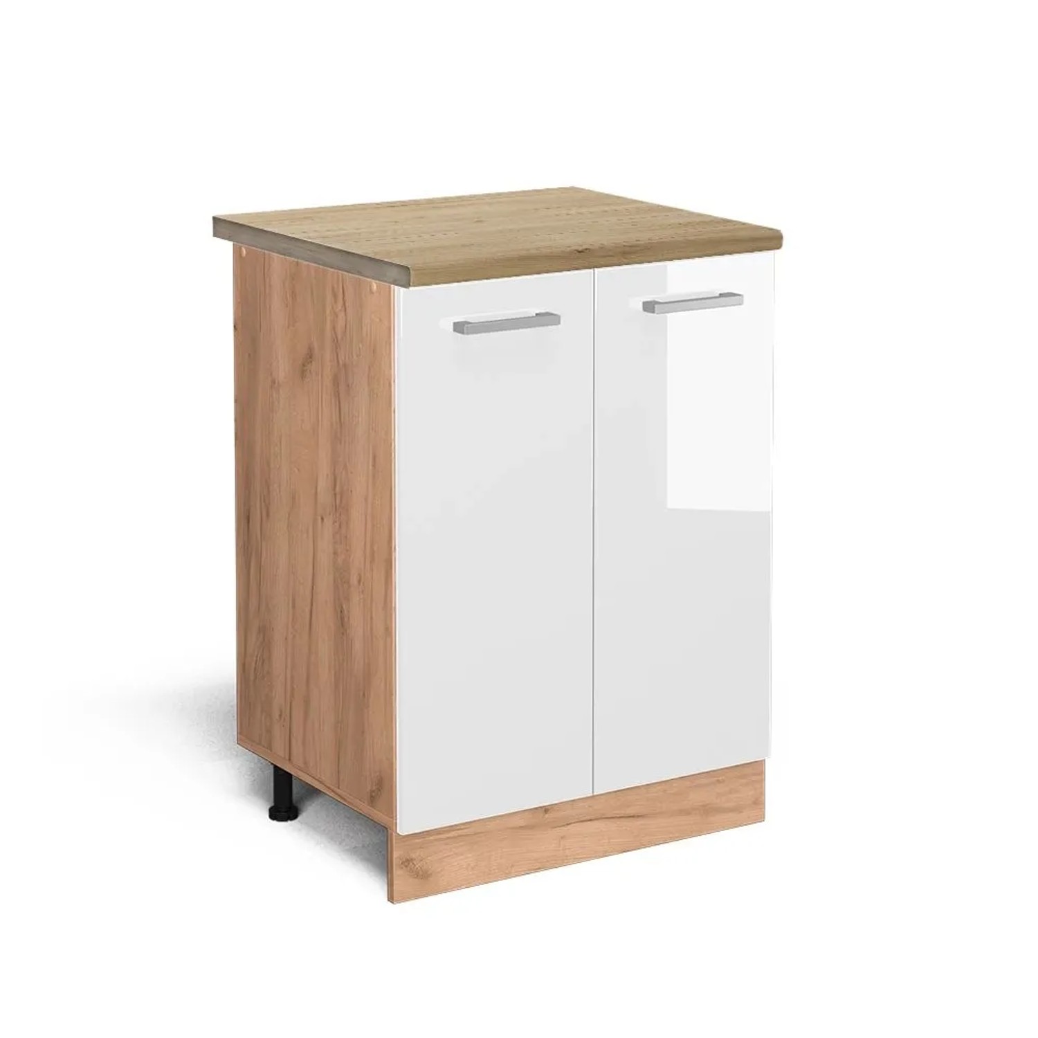 Vicco Küchenunterschrank R-Line Weiß Hochglanz Goldkraft Eiche 60 cm AP Eiche