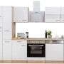 Respekta Küchenzeile KB310ESWCGKE, 310 cm, Weiß/Eiche Sägerau Nachbildung mit E-Geräten.