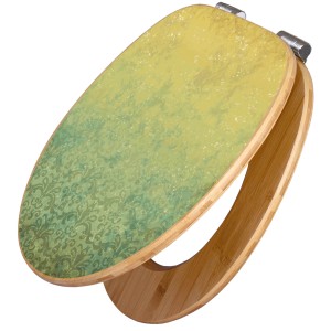 Banjado WC-Sitz aus Bambus mit Vintage Messing Motiv und Absenkautomatik.