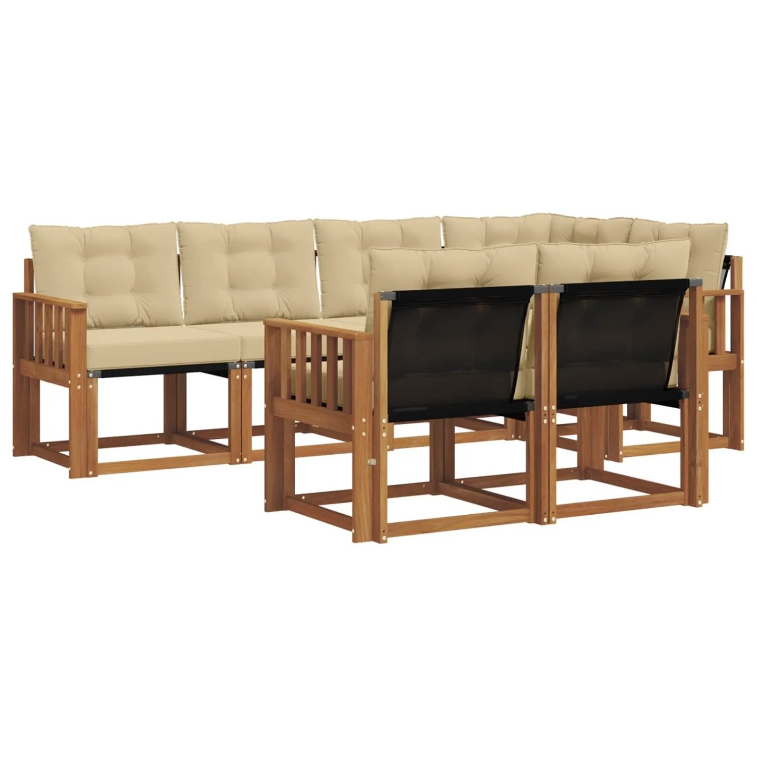 vidaXL Outdoor-Sofagarnitur mit Kissen 7-Tlg Natur und Beige 3368760