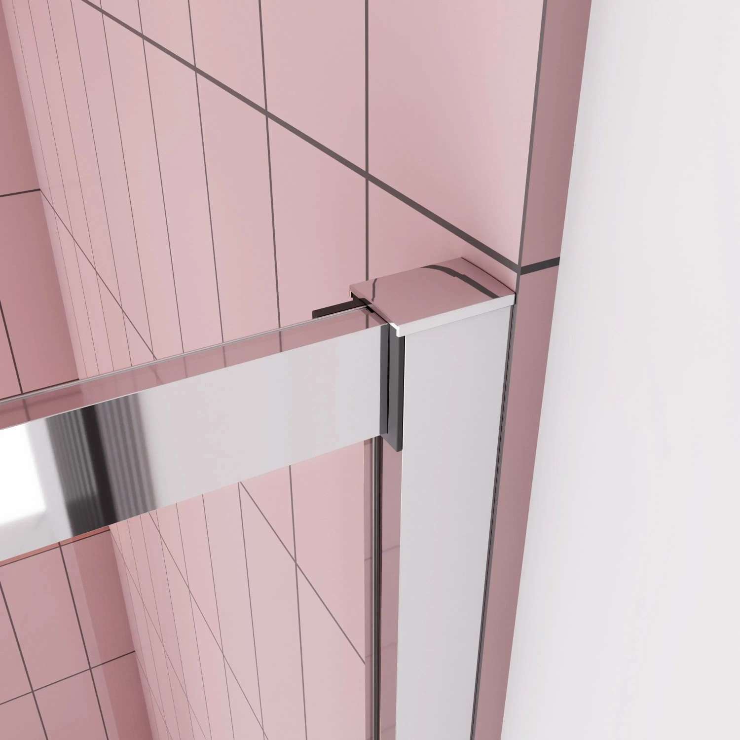 Detailaufnahme: AICA Duschkabine 100x80cm mit Schiebetür, Eckeinstieg, 6mm ESG Glas.