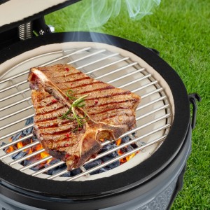 Relaxdays Kamado Grill Keramik Grau Mit Thermometer 56,5 cm x 43 cm x 46 cm 22 kg