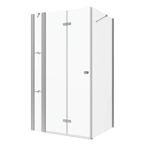 Aquabatos Duschkabine 110 x 90 x 187 cm Eckdusche Duschabtrennung Eckeinstieg mit Seitenwand 5 mm Echtglas Duschwand mit Eckablage Falttür