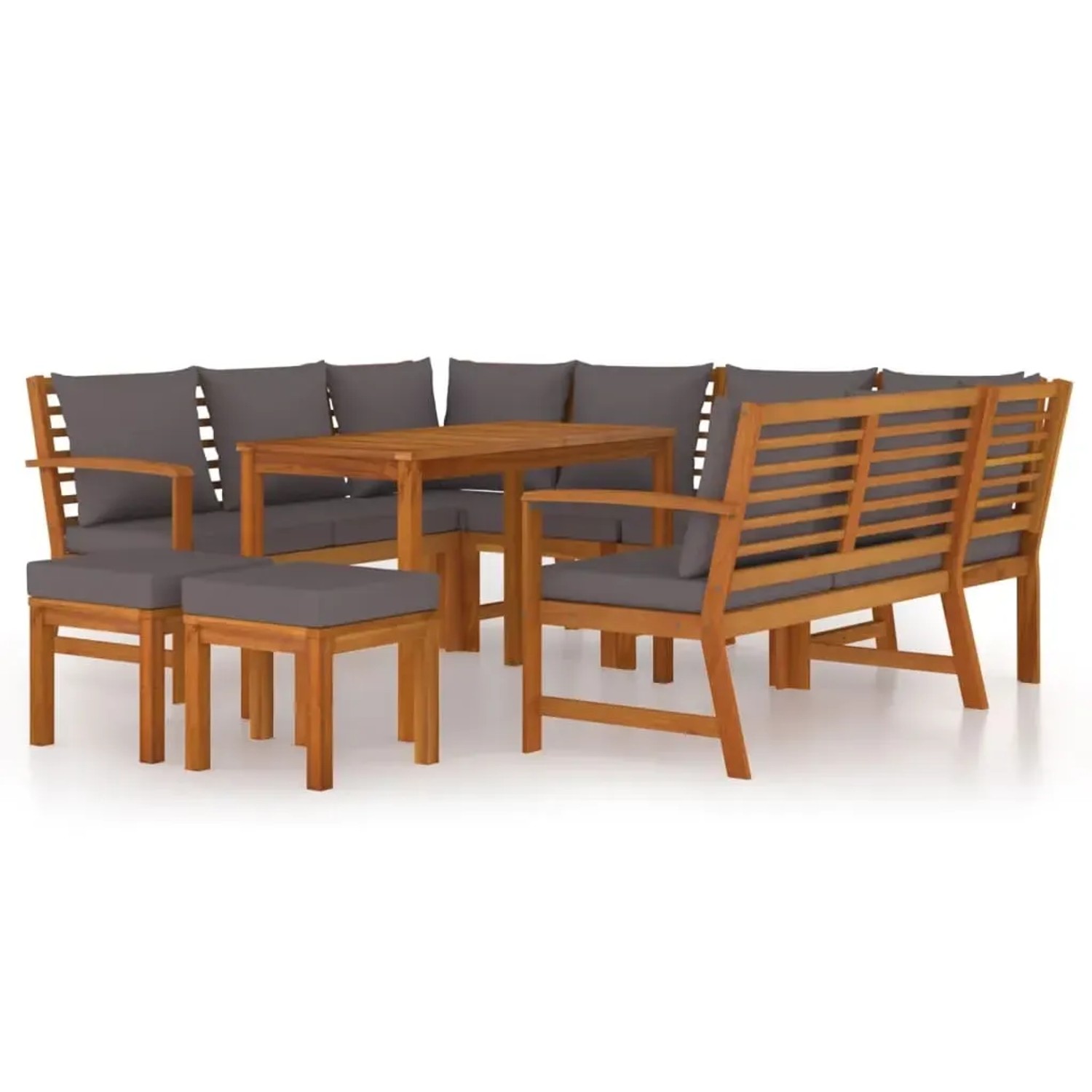 vidaXL 9-Tlg Garten-Essgruppe mit Kissen Massivholz Akazie 3154977