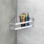 Schöner Wohnen Eckablage Meleto, Edelstahl glänzend, mit Duschgel und Spray in der Dusche.