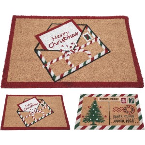Weihnachts-Fußmatte mit Postkartenmotiv, 2-fach sortiert. Kokosfaser mit rutschfester Unterseite.