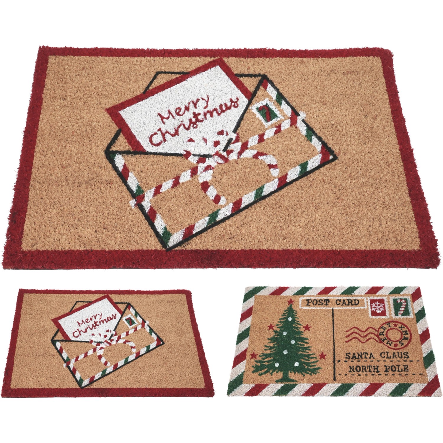 Weihnachts-Fußmatte mit Postkartenmotiv 590 x 390 x 15 mm Natur 2-fach Sort günstig online kaufen