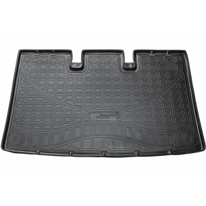 Schwarze Gummi Kofferraumwanne für VW T5/T6 Caravelle, kurzer Radstand, ab 2003.