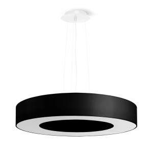 Schwarzer Sollux Lighting Kronleuchter Saturno Slim 50, runde Deckenlampe für Wohnzimmer & Esszimmer.