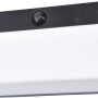 Moderne, eckige Lutec LED Solar-Wandleuchte Fran in Schwarz mit Bewegungsmelder.