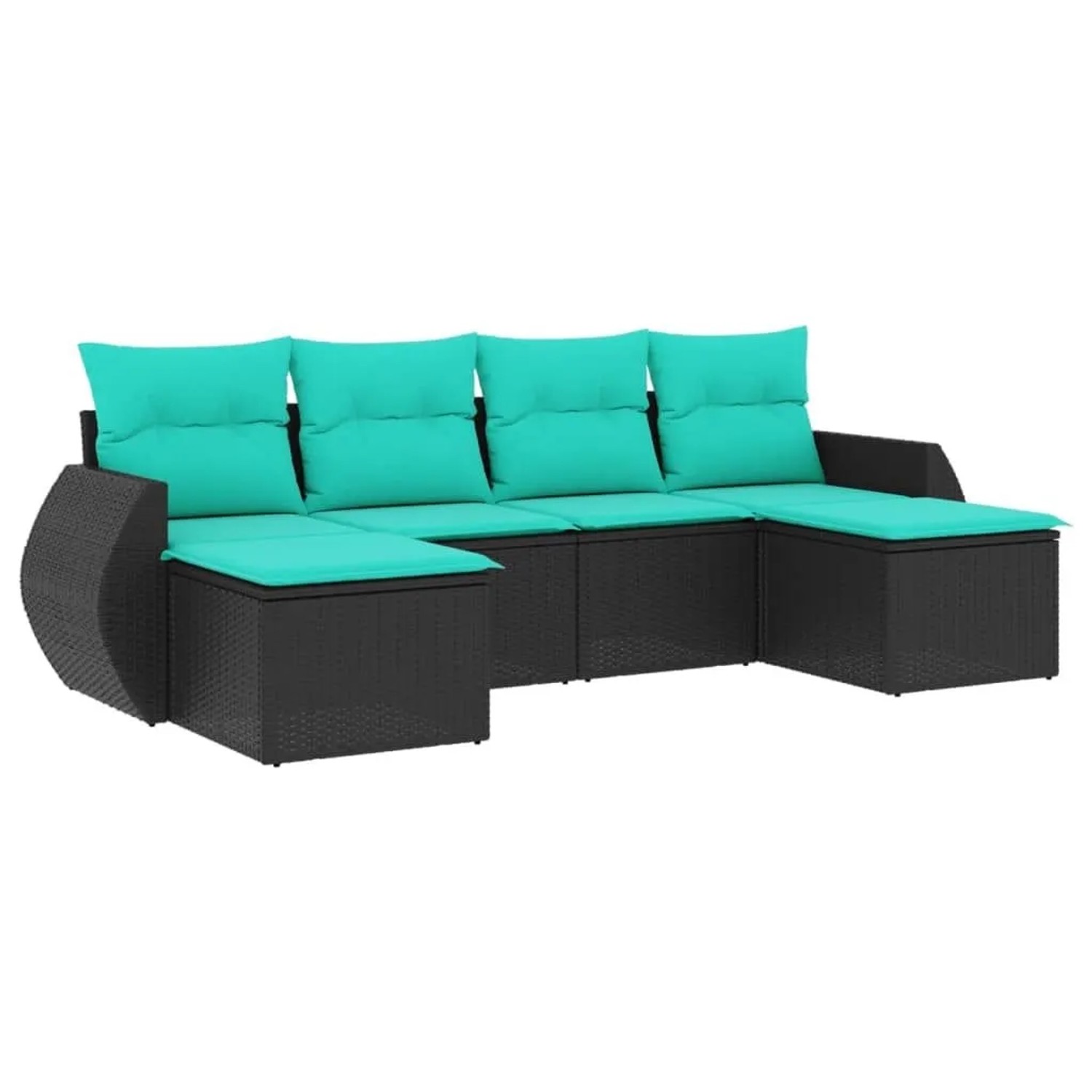 vidaXL 6-Tlg Gartensofa-Set mit Kissen Schwarzes Polyrattan 3221716 günstig online kaufen