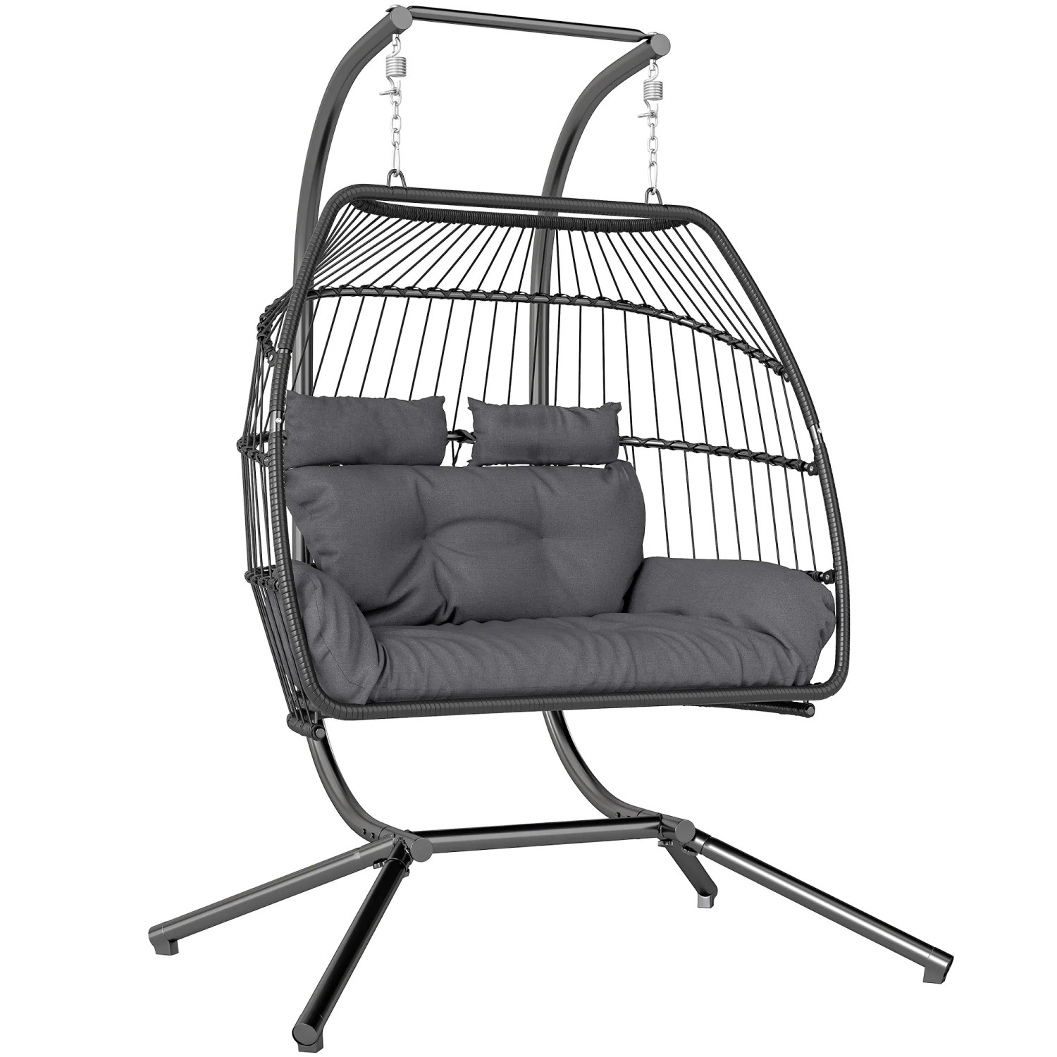 Outsunny Rattan Hängesessel Stahl 170L x 100B x 185H cm Dunkelgrau