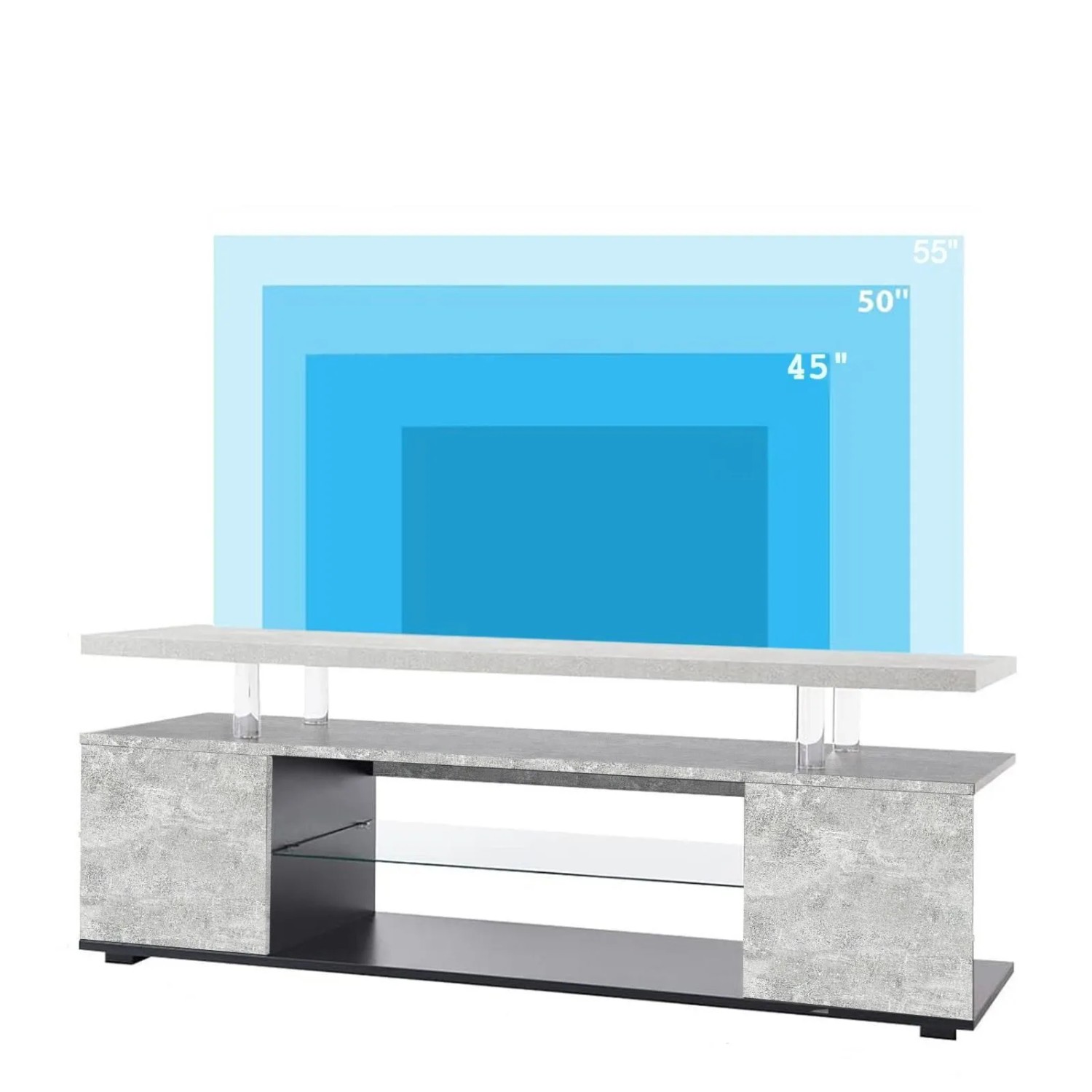 okwish TV Schrank mit LED Gaming Side Cabinet Stauraum Wohnzimmer 130×40×48cm Grau