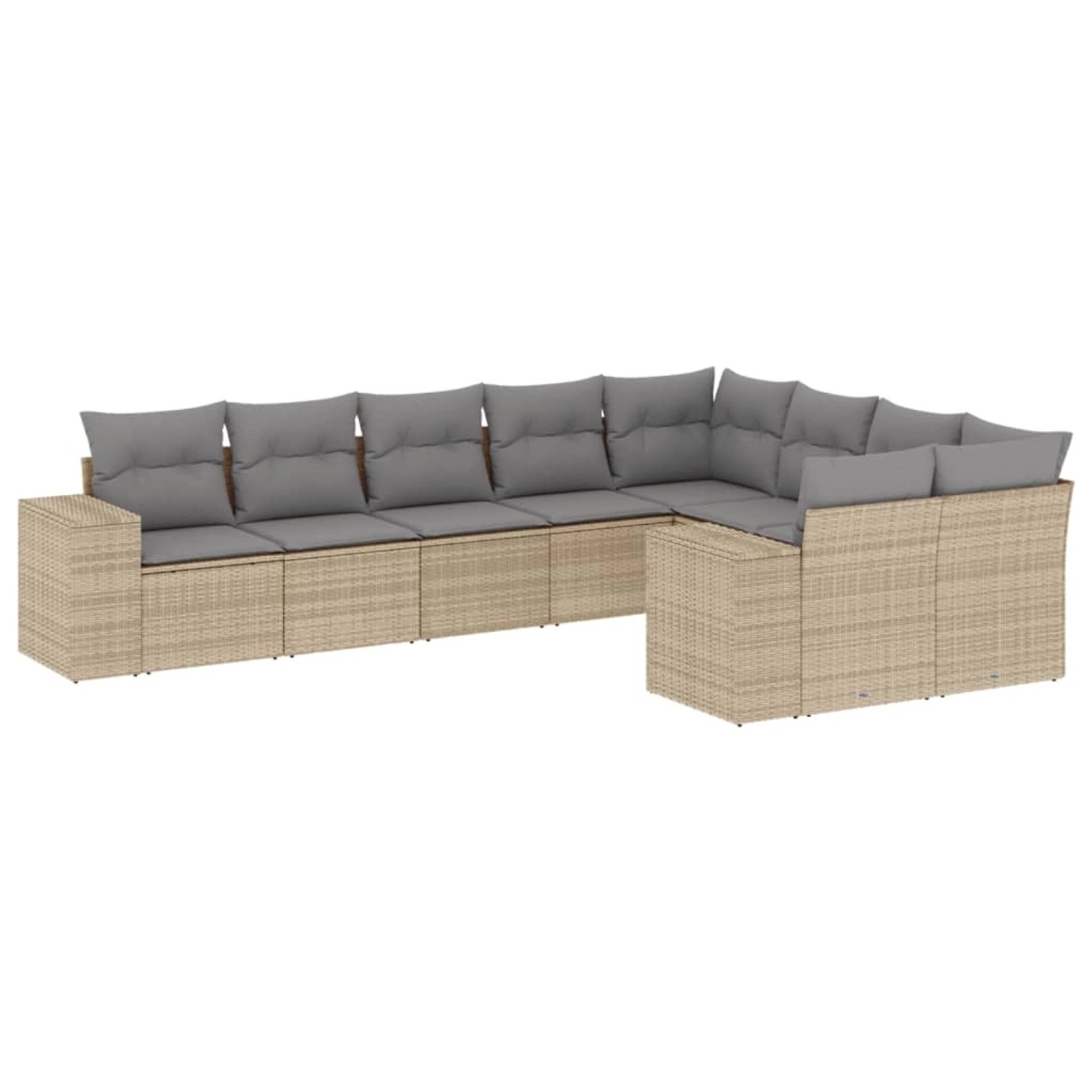 vidaXL 9-Tlg Garten-Sofagarnitur mit Kissen Beige Poly Rattan 3223038 günstig online kaufen