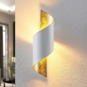 Moderne Lindby Wandleuchte Desirio in Weiß/Gold für Innenräume, 1-flammig.