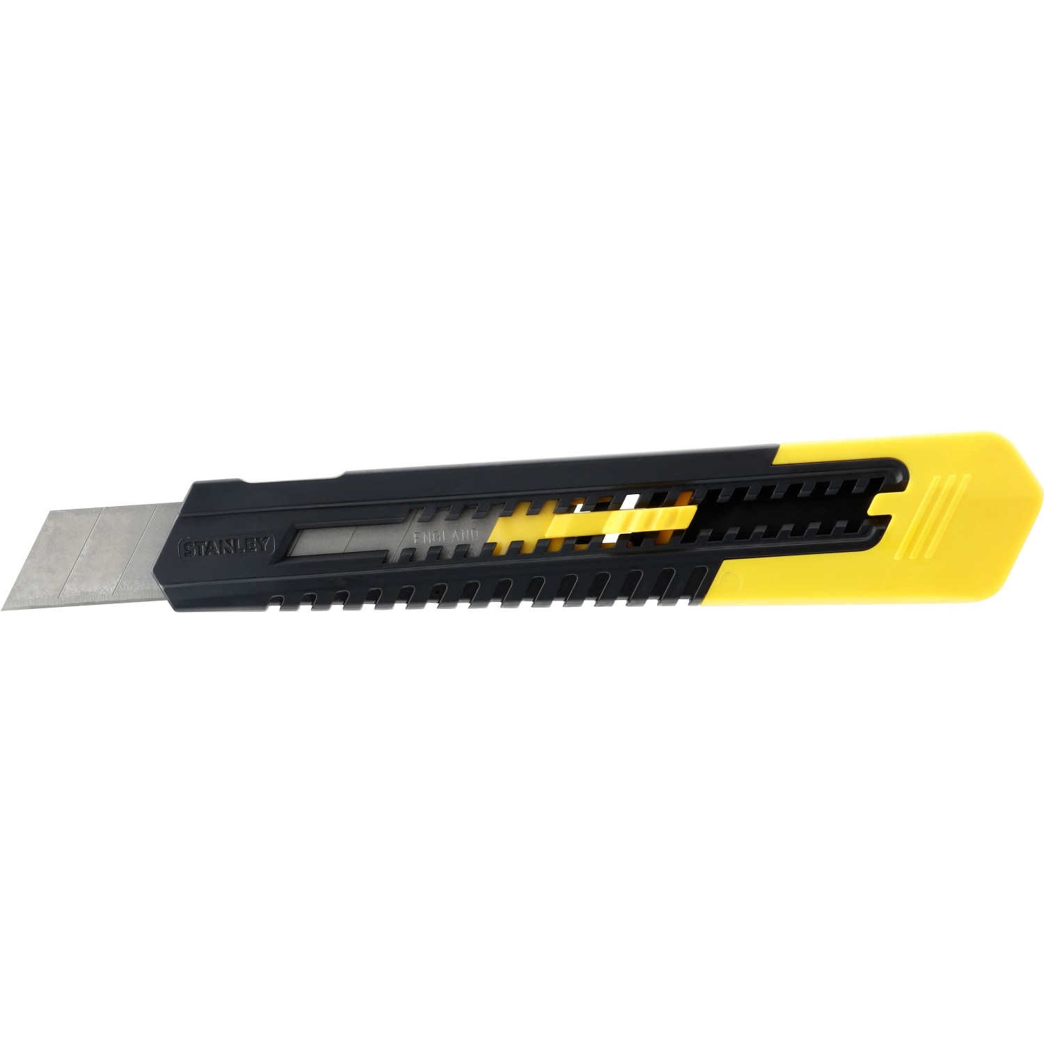 Stanley Cuttermesser SM 18 mm mit gelb-schwarzem Griff. Messer für Handwerk und Hobby.