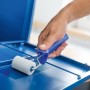 LUX Schaumroller 5 cm, weiß, im Einsatz auf blauer Oberfläche für feine Lackergebnisse.