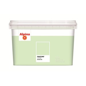 Alpina Innenfarbe Pantone Ambrosia 2,5 l in Pastellgrün. Matter Eimer Wandfarbe für helle Räume.