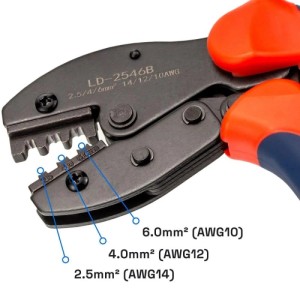 Rote hb-digital Crimpzange für Solarkabel 2,5/4/6 mm². Präzises Solarwerkzeug für MC4 Solarstecker.