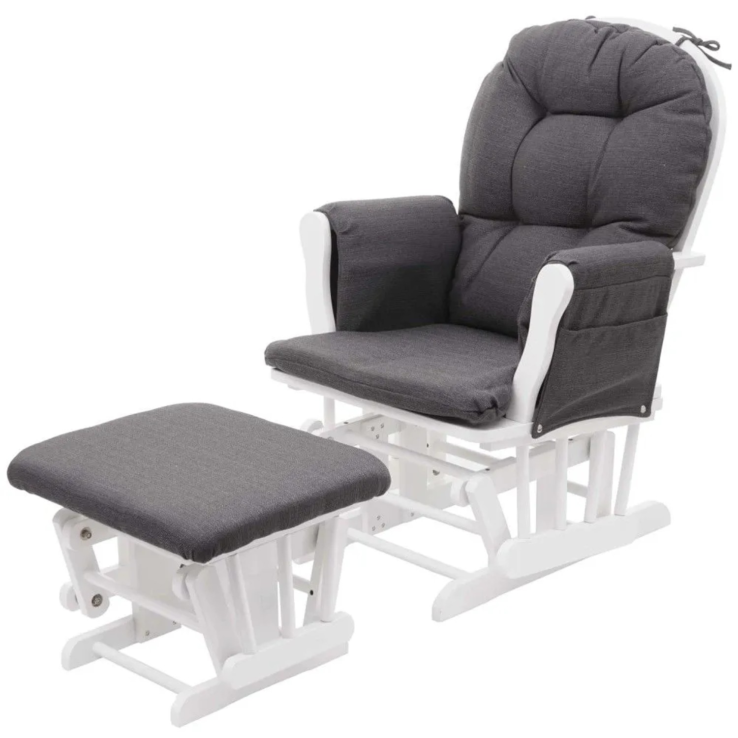 MCW Relaxsessel C76 Schwingstuhl Stoff/Textil Dunkelgrau Gestell Weiß