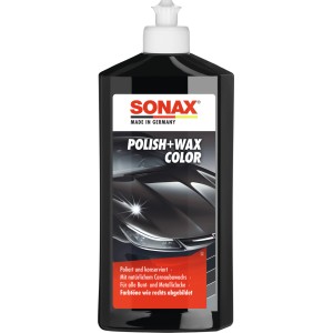 Sonax Polish & Wax Color Schwarz, 500ml Flasche für Autopflege.