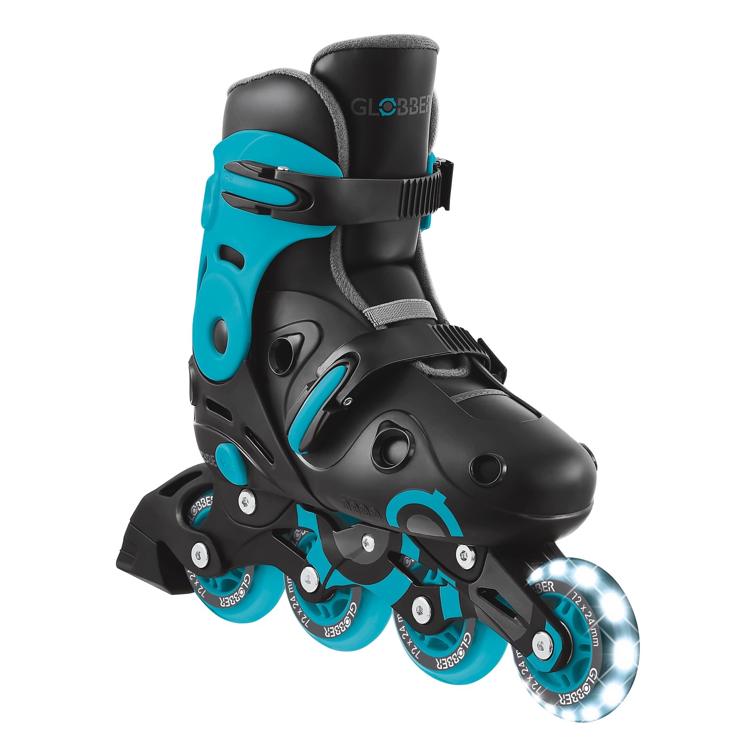 Globber Go Skates Inlineskates Kinder Verstellbar Gr. 34-37 ABEC 9 Leuchtrolle Geschwindigkeitsanpassung Blau