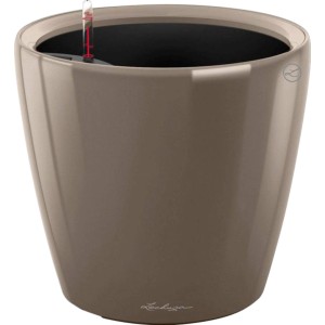 Hochglanz Lechuza Classico Premium LS Pflanzgefäß, Ø 22 cm, Taupe. Ideal für Innenräume.