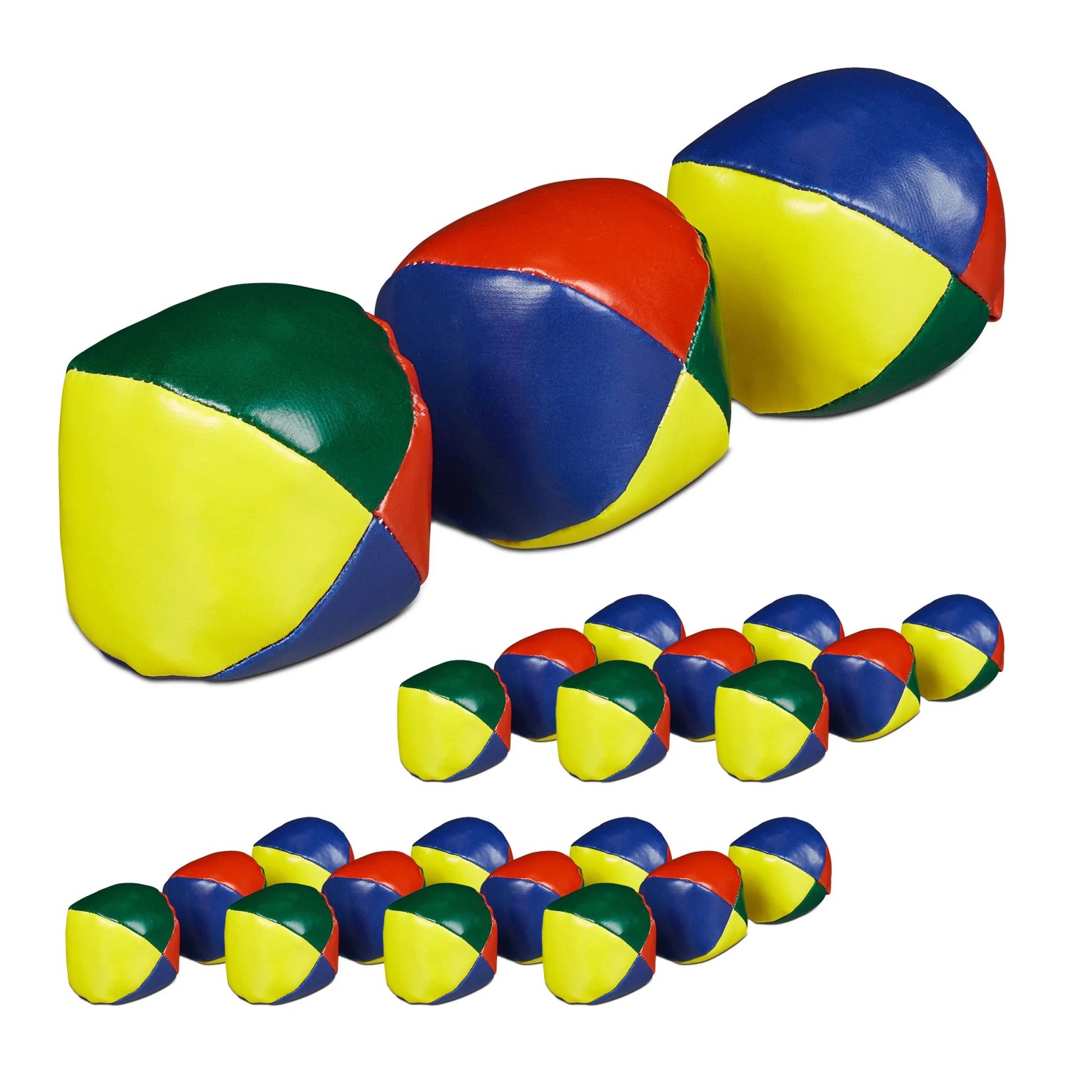 Relaxdays Jonglierbälle 24er Set Kunststoff Bunt 6,5 cm je 100 g