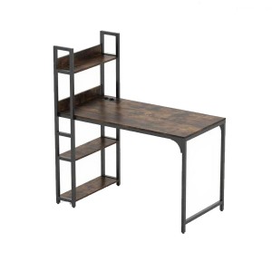 Costway Schreibtisch mit Ladestation Braun